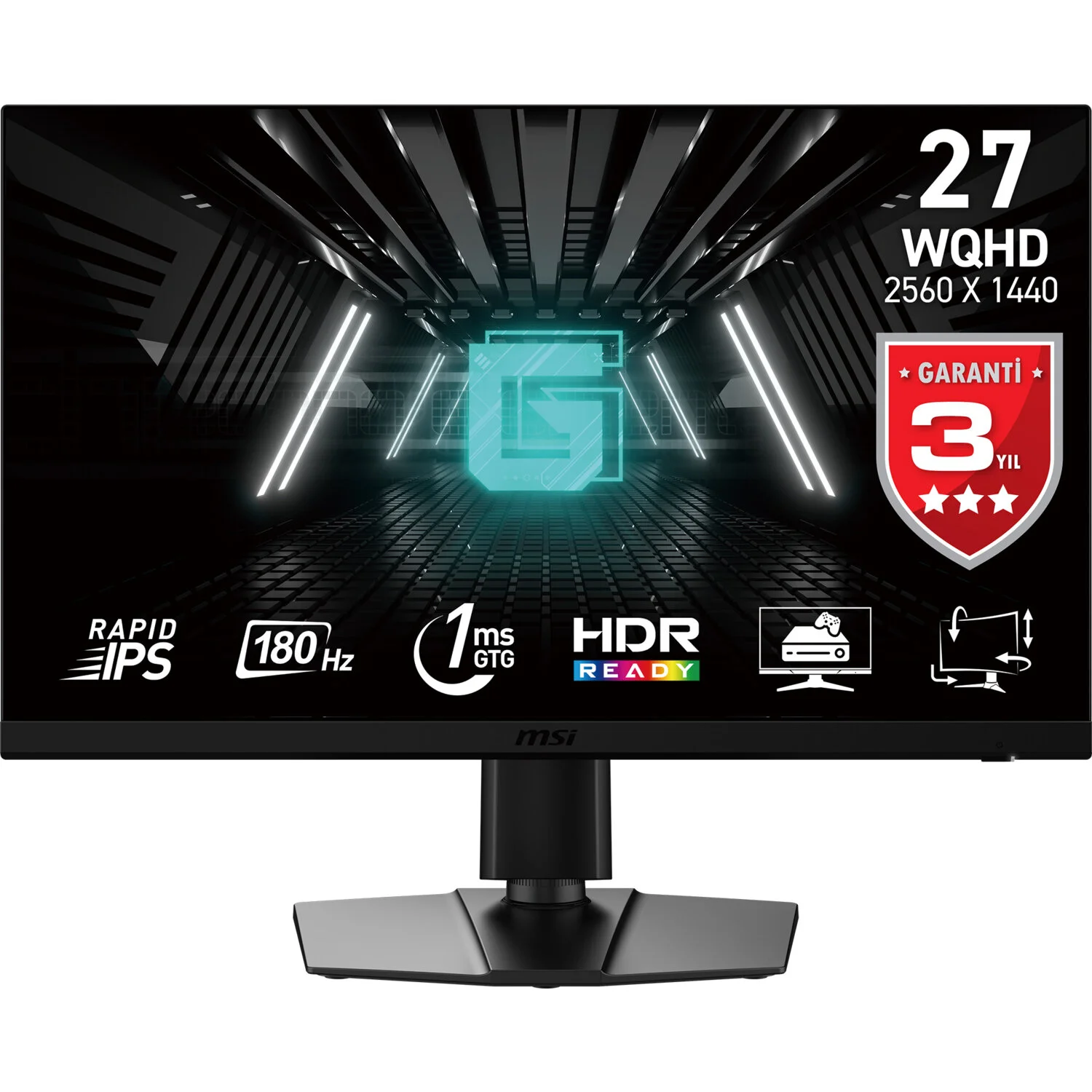 MSI 27" G272QPF E2 2560x1440 (WQHD) 16:9 FLAT RAPID IPS 180HZ 1MS ADAPTIVE-SYNC PIVOT GAMING MONITOR resmi