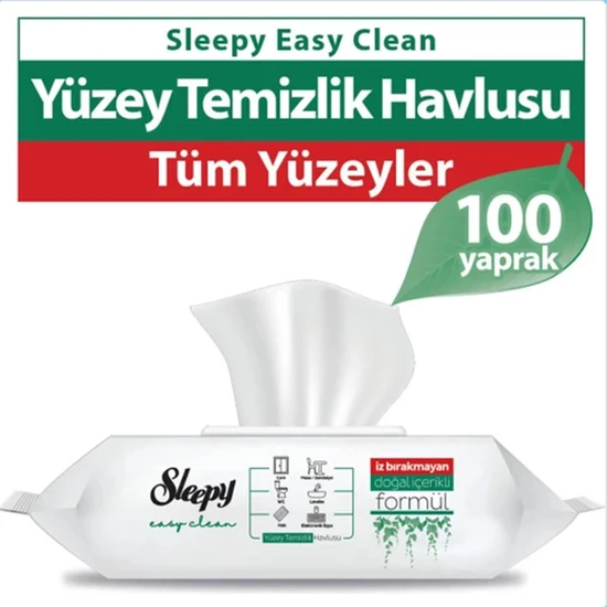 Sleepy Easy Clean Beyaz Sabun Katkılı Yüzey Temizlik Havlusu 100 Adet resmi